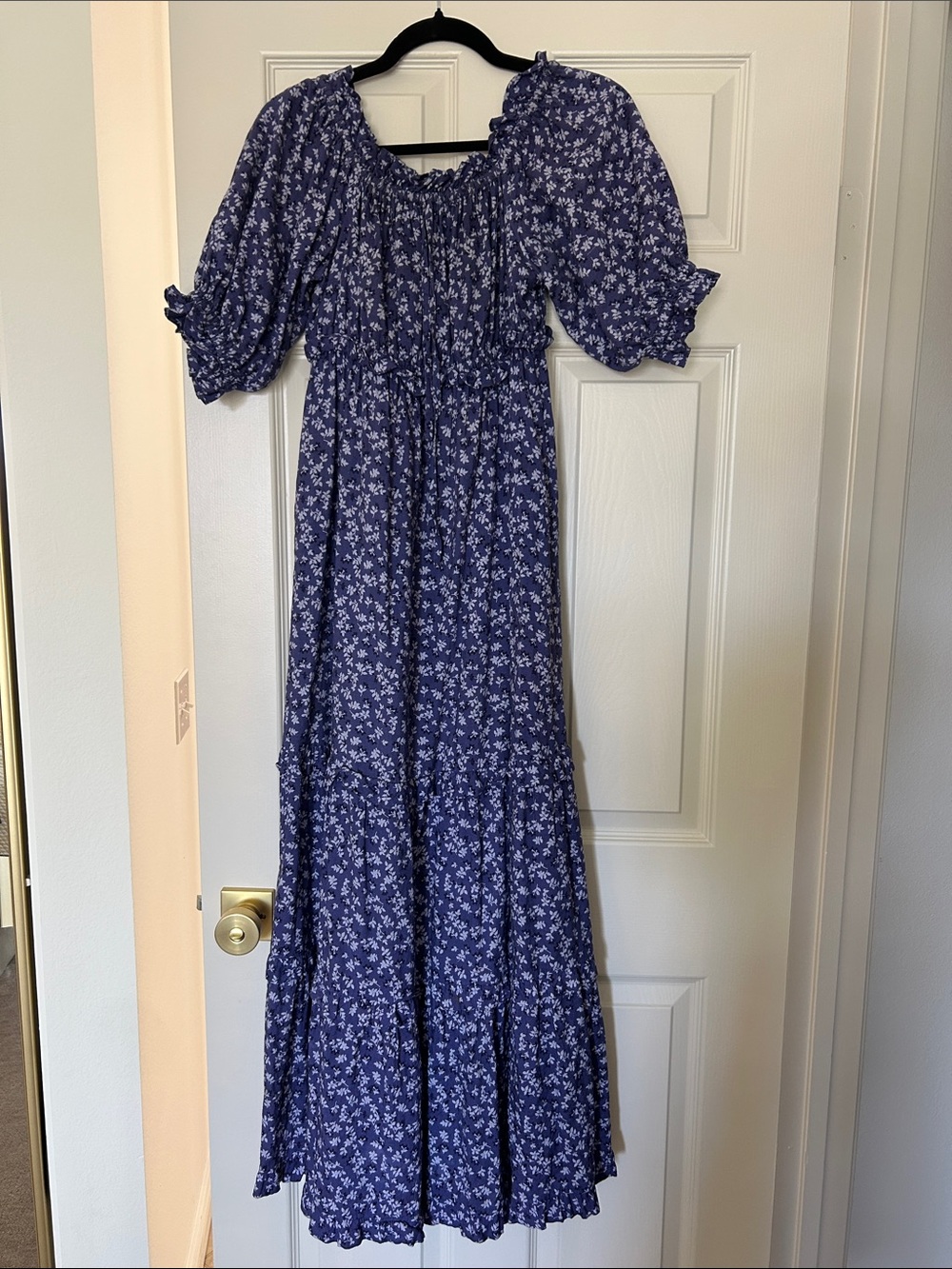 Peony Navy Blue Floral Maxi Dress